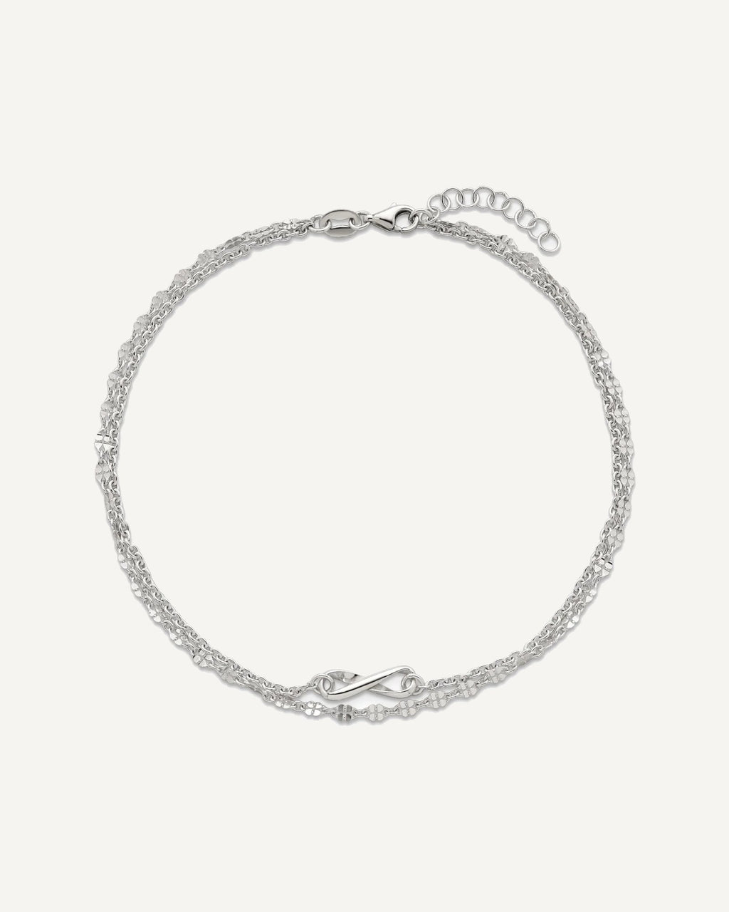 Sterling Silver Infinity Double Strand 9 inch Plus 1 inch Extender - Total 10 inch Anklet – View 5