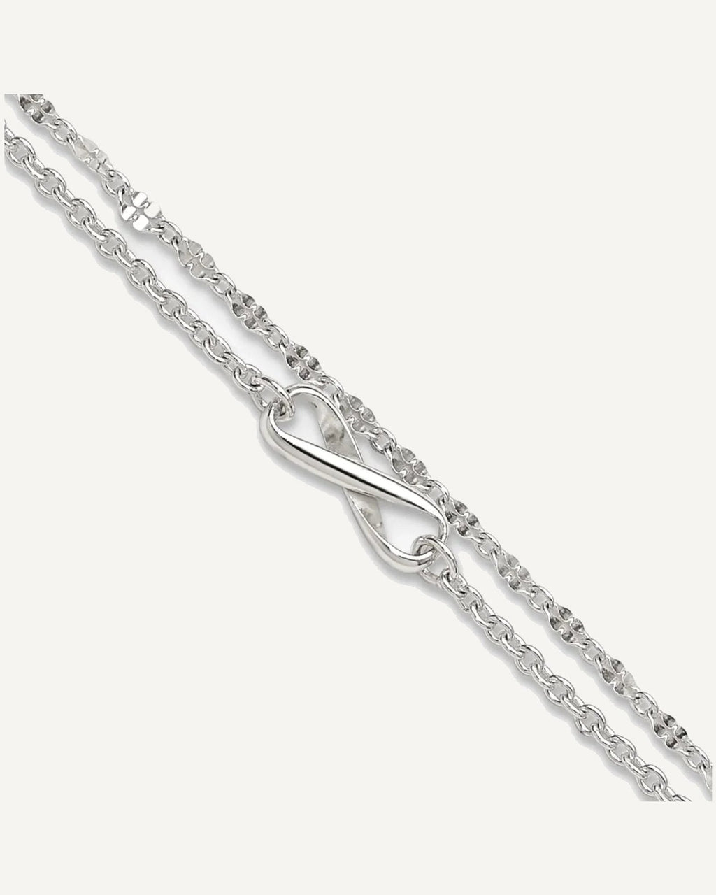 Sterling Silver Infinity Double Strand 9 inch Plus 1 inch Extender - Total 10 inch Anklet – View 1