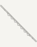 Sterling Silver Beaded Hearts Double Strand 9 inch with 1 inch Extender - Total 10 inch Anklet – View 1