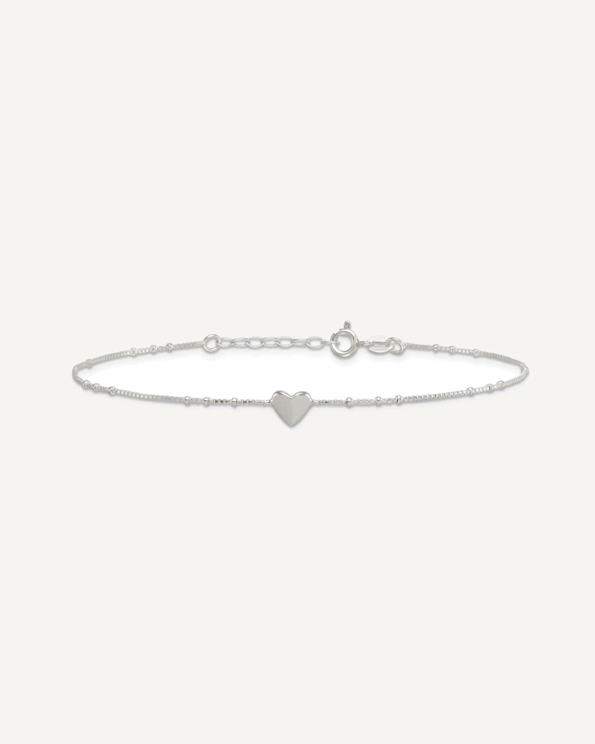 Sterling Silver Heart and Beads 9 inch with 1 inch Extender - Total 10 inch Anklet – View 4