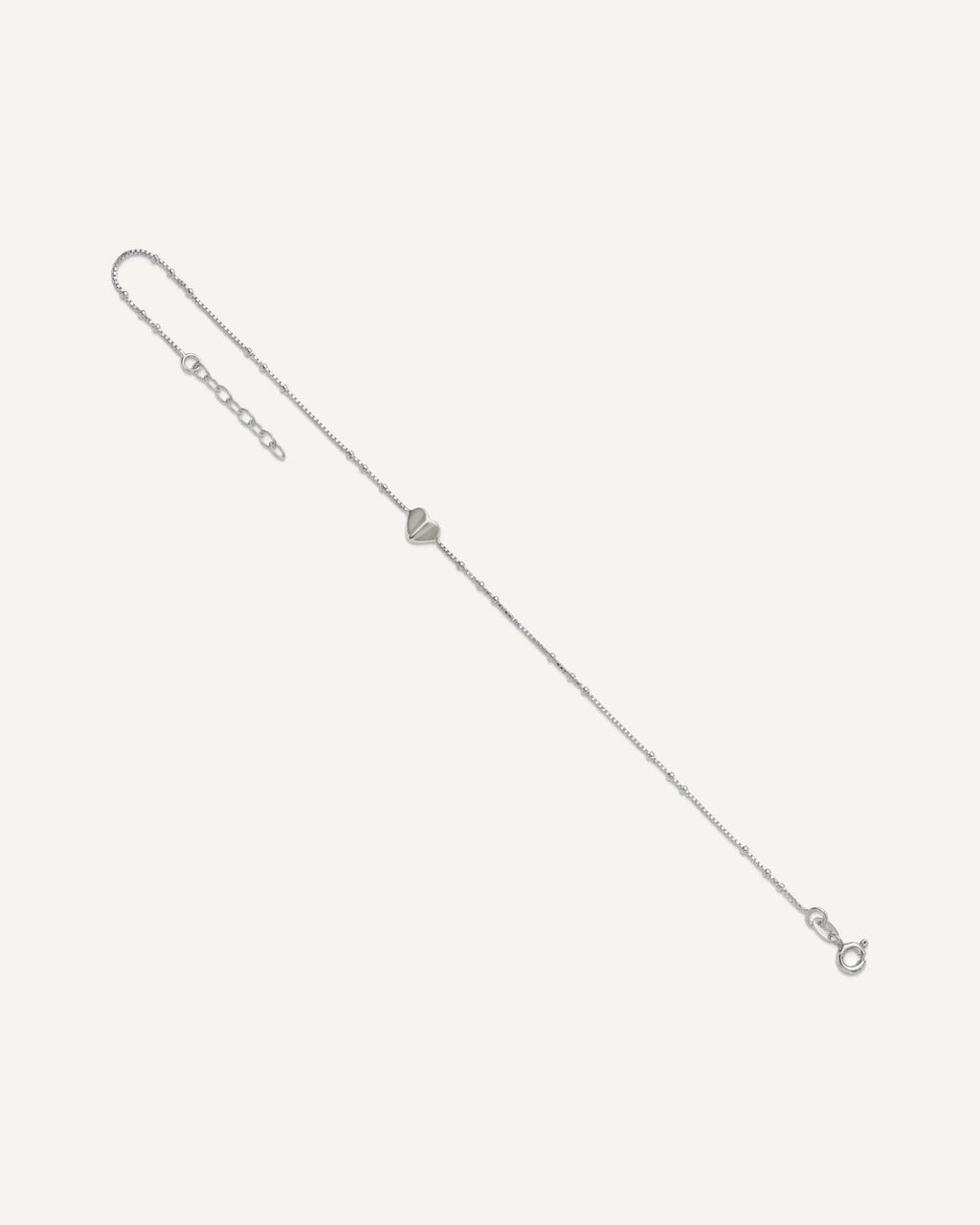 Sterling Silver Heart and Beads 9 inch with 1 inch Extender - Total 10 inch Anklet – View 6