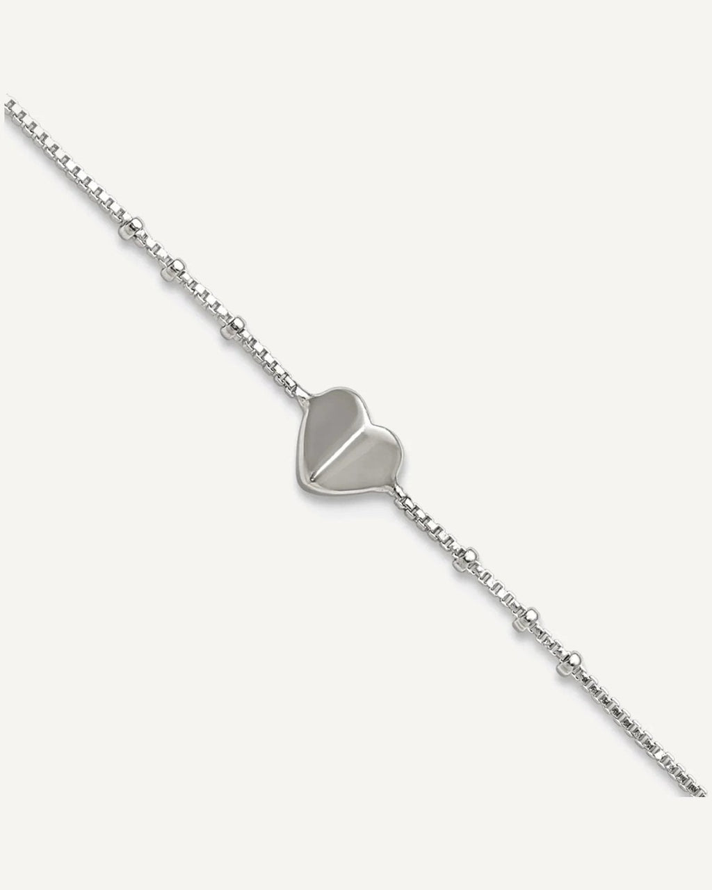 Sterling Silver Heart and Beads 9 inch with 1 inch Extender - Total 10 inch Anklet – View 1