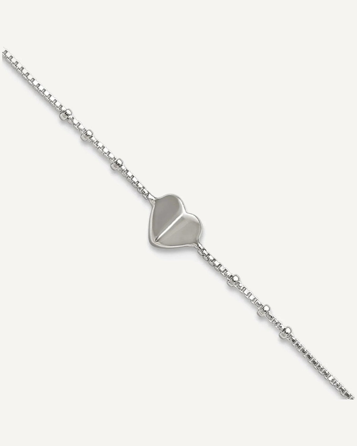 Sterling Silver Heart and Beads 9 inch with 1 inch Extender - Total 10 inch Anklet – View 1