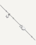 Sterling Silver Rhodium-plated Heart/Stars 9 inch Plus 1 inch Extender - Total 10 inch Anklet – View 1