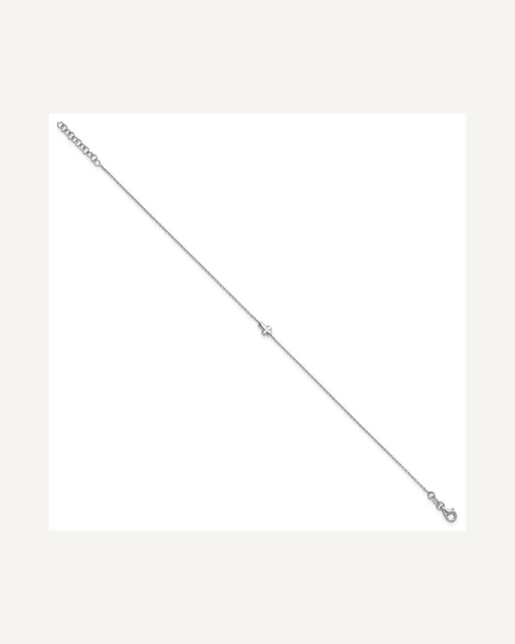 Sterling Silver Rhodium-plated Cross 9 inch Plus 1 inch Extender - Total 10 inch Anklet – View 3
