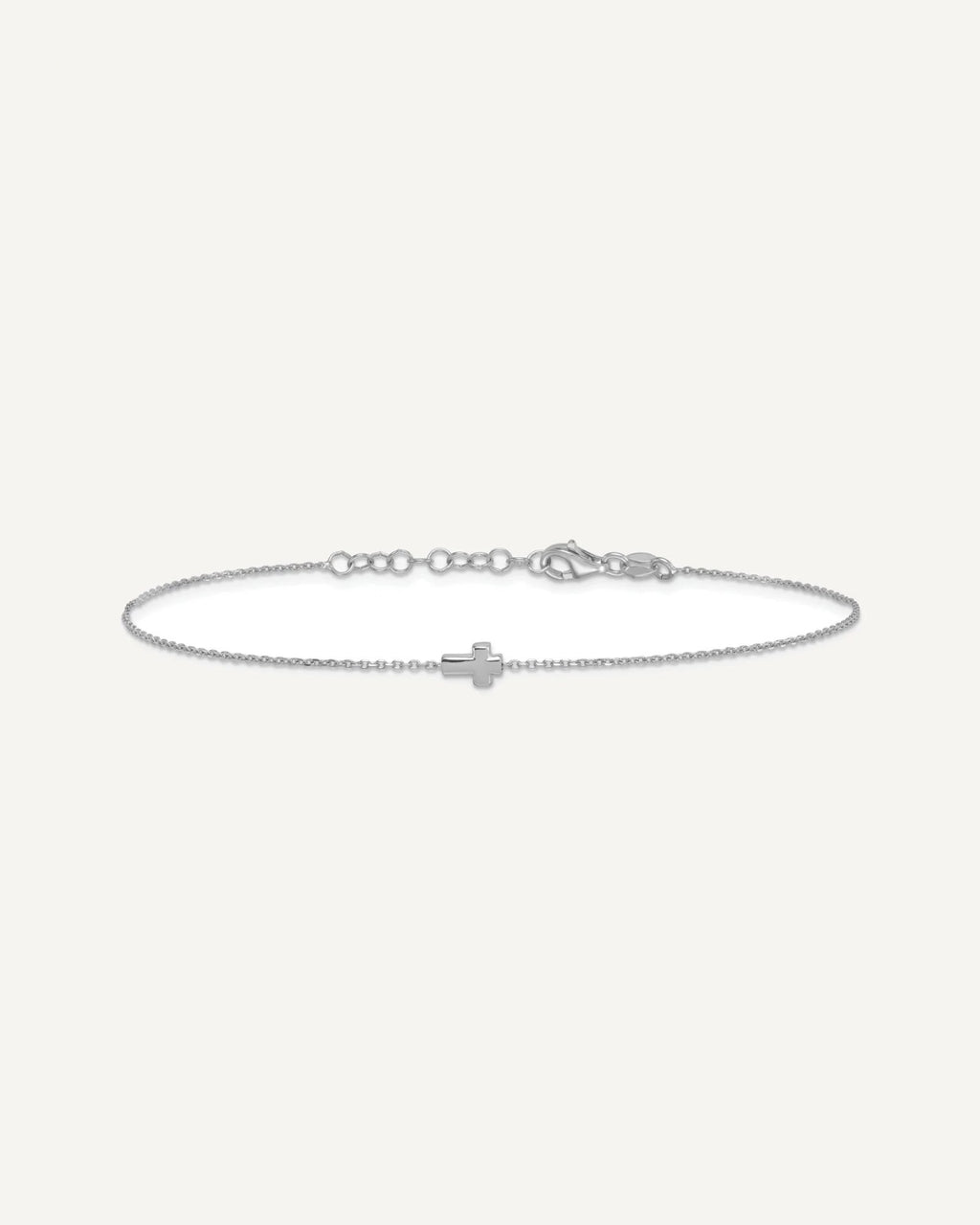 Sterling Silver Rhodium-plated Cross 9 inch Plus 1 inch Extender - Total 10 inch Anklet – View 4