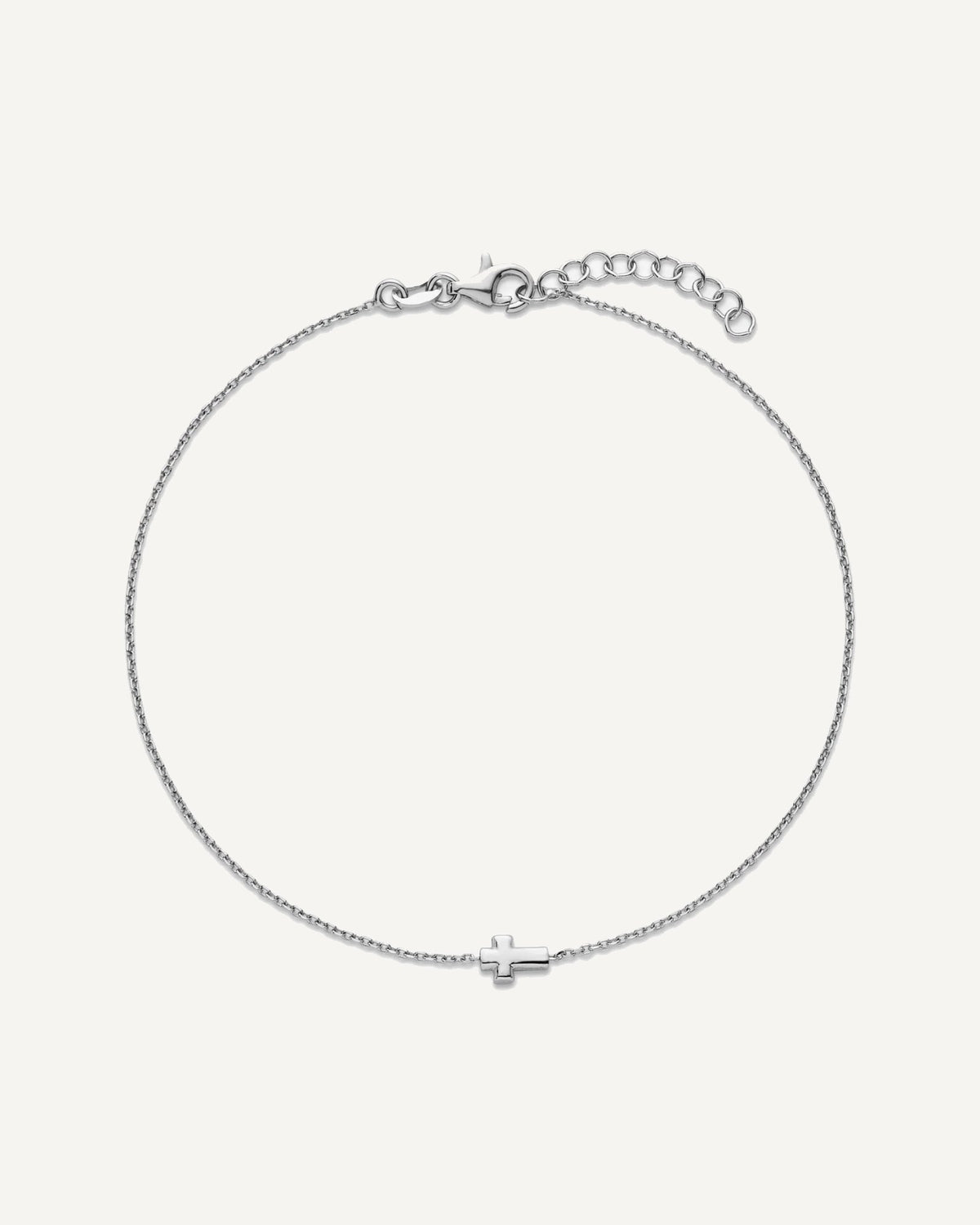 Sterling Silver Rhodium-plated Cross 9 inch Plus 1 inch Extender - Total 10 inch Anklet – View 5