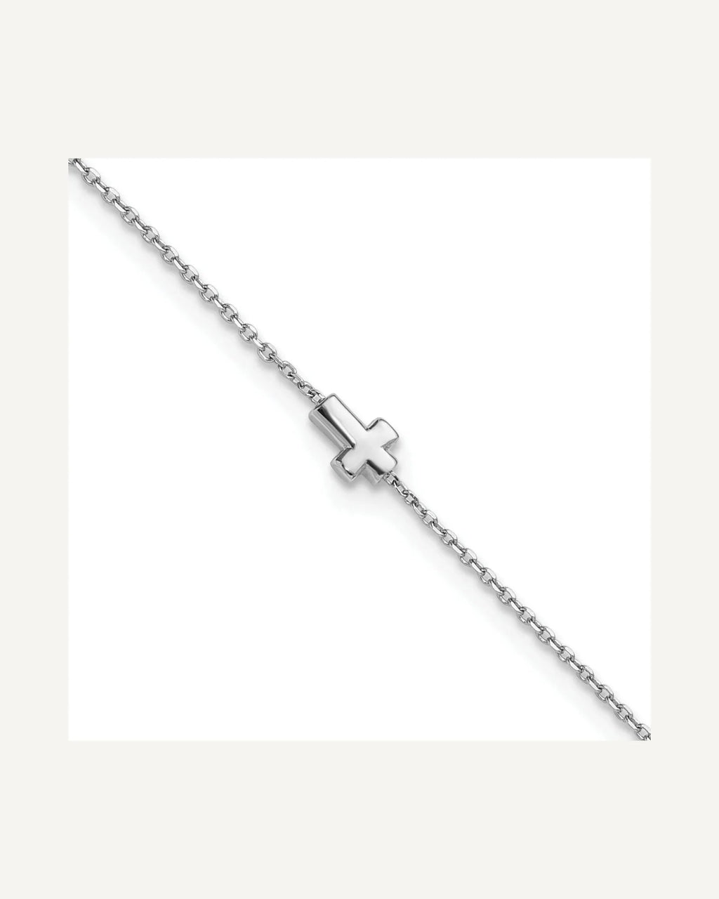 Sterling Silver Rhodium-plated Cross 9 inch Plus 1 inch Extender - Total 10 inch Anklet – View 1