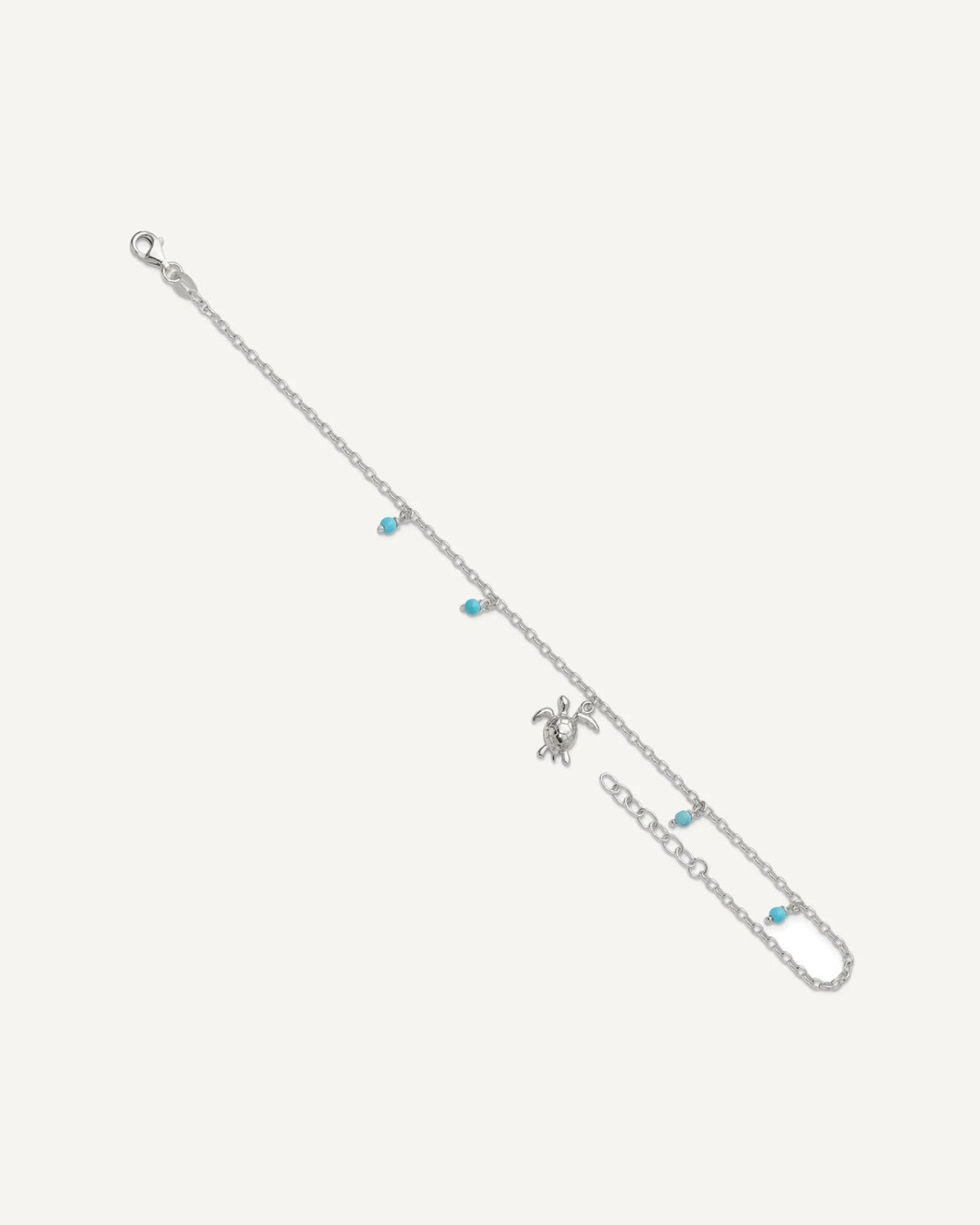 Sterling Silver Turquoise Beads and Turtle 9 inch Plus 1 inch Extender - Total 10 inch Anklet – View 6