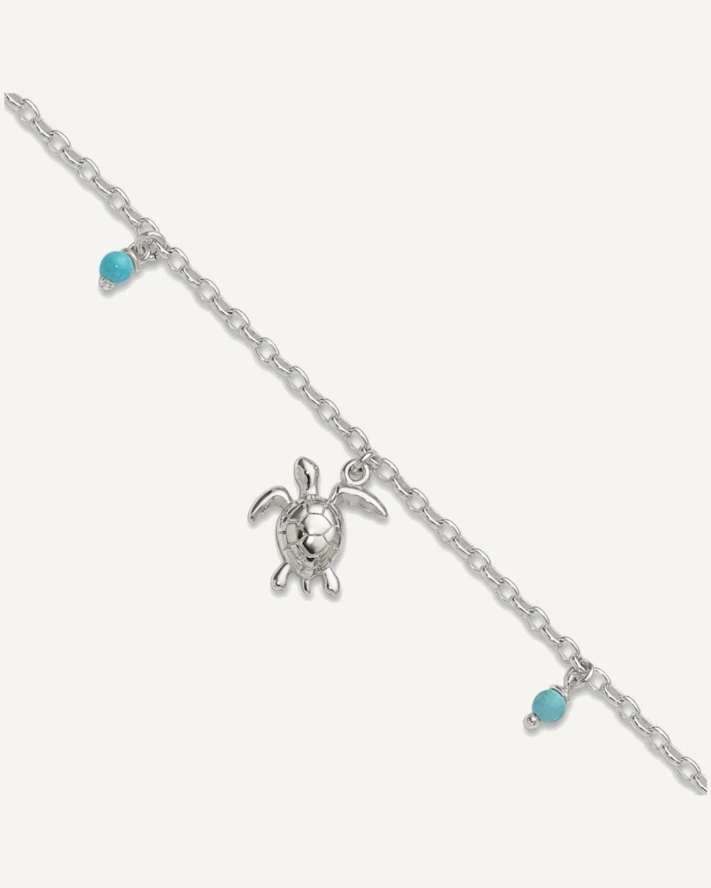 Sterling Silver Turquoise Beads and Turtle 9 inch Plus 1 inch Extender - Total 10 inch Anklet – View 1