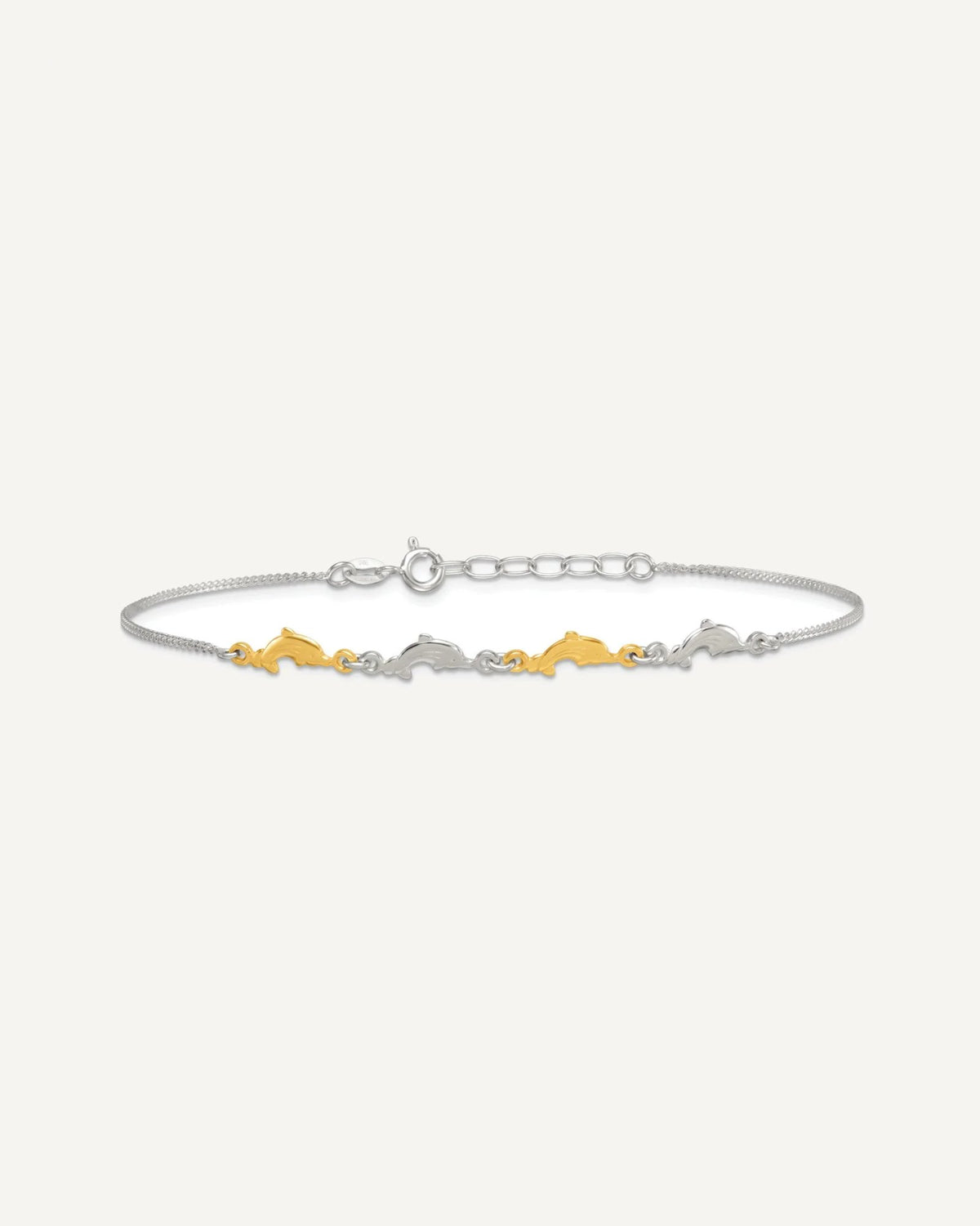 Sterling Silver Gold-tone Dolphins 9 inch Plus 1 inch Extender - Total 10 inch Anklet – View 4