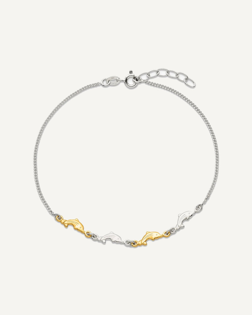 Sterling Silver Gold-tone Dolphins 9 inch Plus 1 inch Extender - Total 10 inch Anklet – View 5
