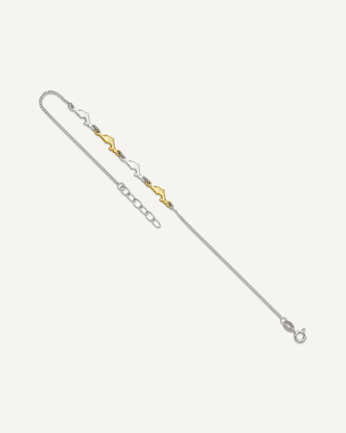 Sterling Silver Gold-tone Dolphins 9 inch Plus 1 inch Extender - Total 10 inch Anklet – View 6