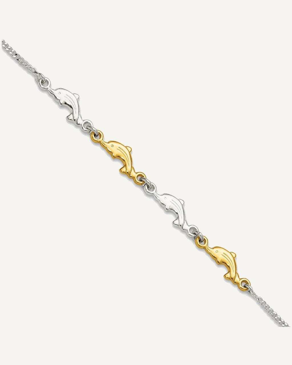 Sterling Silver Gold-tone Dolphins 9 inch Plus 1 inch Extender - Total 10 inch Anklet – View 1
