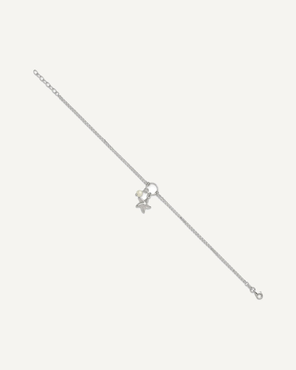 Sterling Silver Freshwater Cultured Pearl/Starfish 2-Strand 9 inch Plus 1 inch Extender - Total 10 inch Anklet – View 3