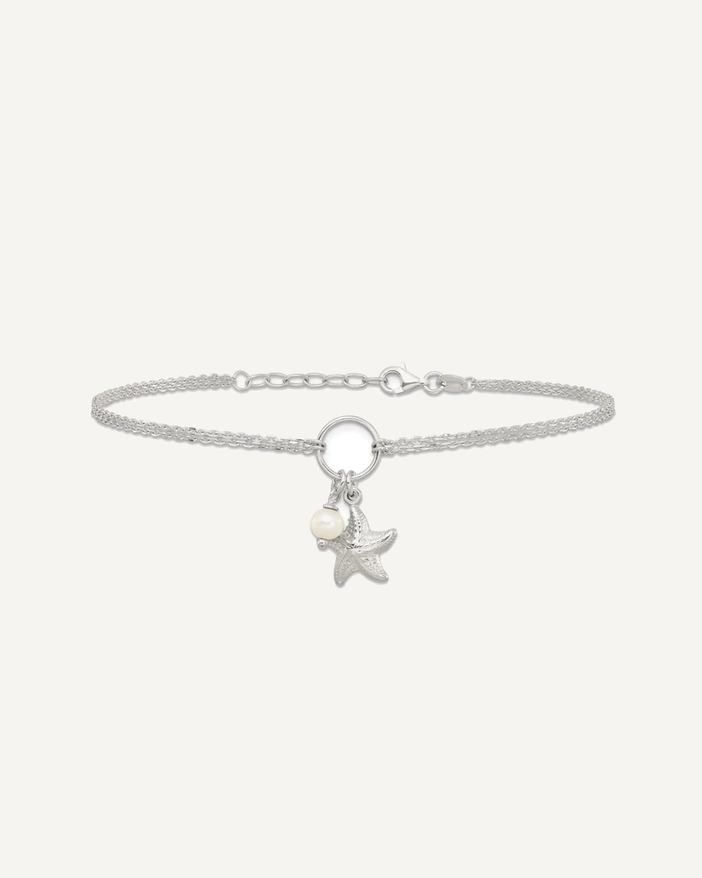Sterling Silver Freshwater Cultured Pearl/Starfish 2-Strand 9 inch Plus 1 inch Extender - Total 10 inch Anklet – View 4
