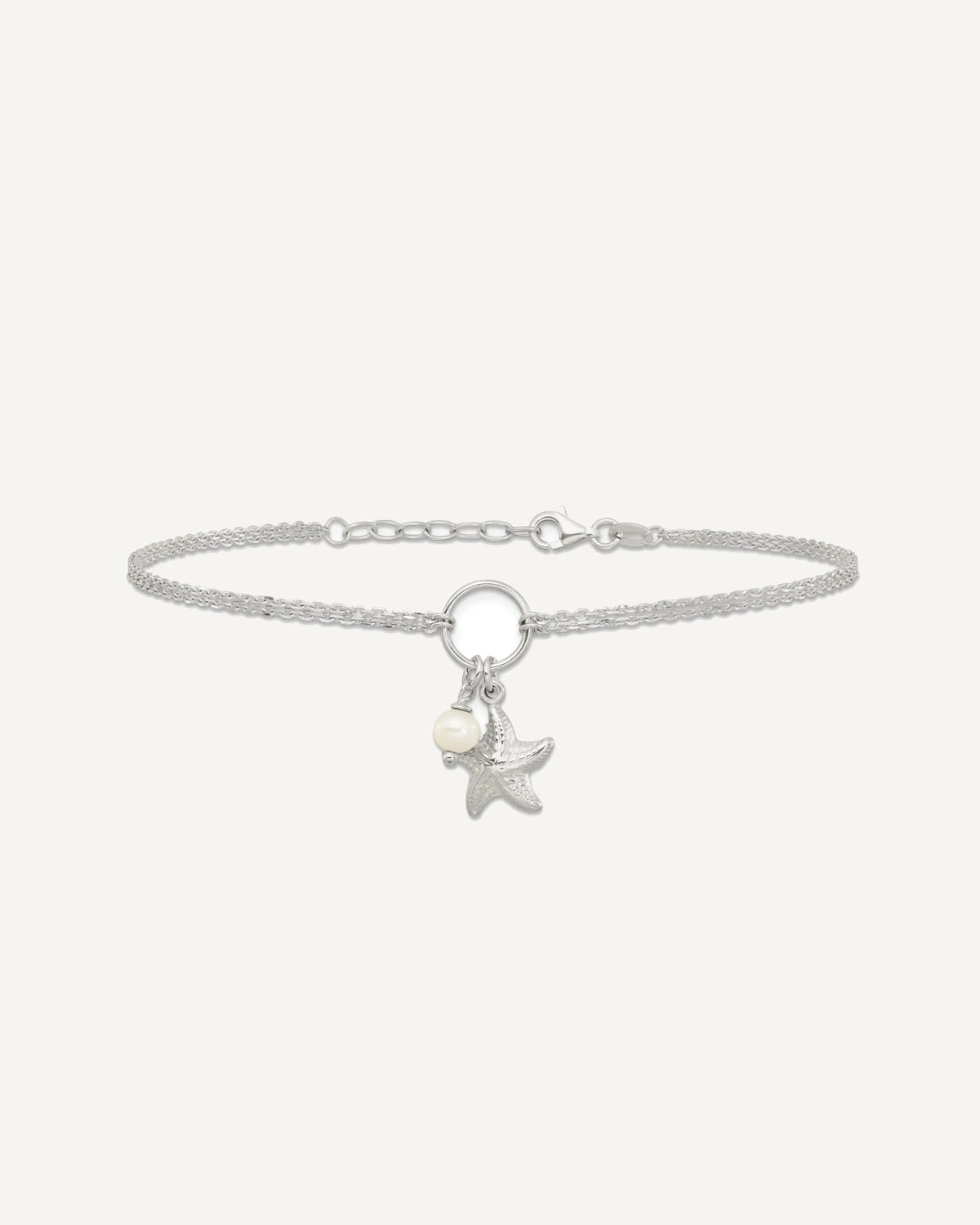 Sterling Silver Freshwater Cultured Pearl/Starfish 2-Strand 9 inch Plus 1 inch Extender - Total 10 inch Anklet – View 4