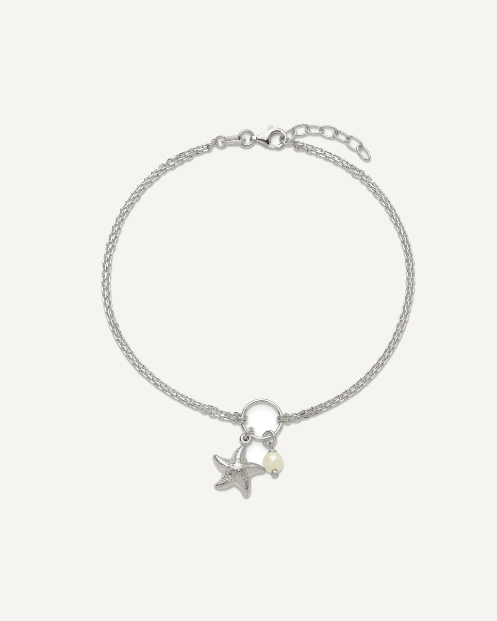 Sterling Silver Freshwater Cultured Pearl/Starfish 2-Strand 9 inch Plus 1 inch Extender - Total 10 inch Anklet – View 5