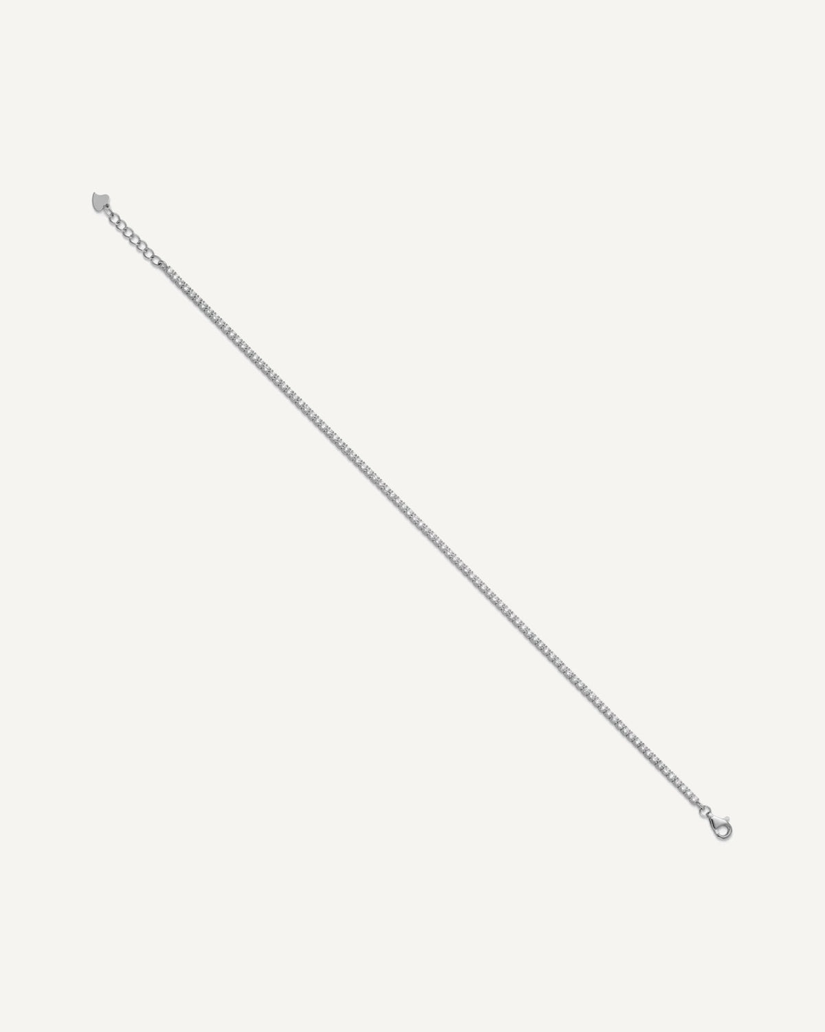 Sterling Silver Rhodium-plated 2mm CZ 9 inch Plus 0.75 inch Extender - Total 9.75inch Anklet – View 3