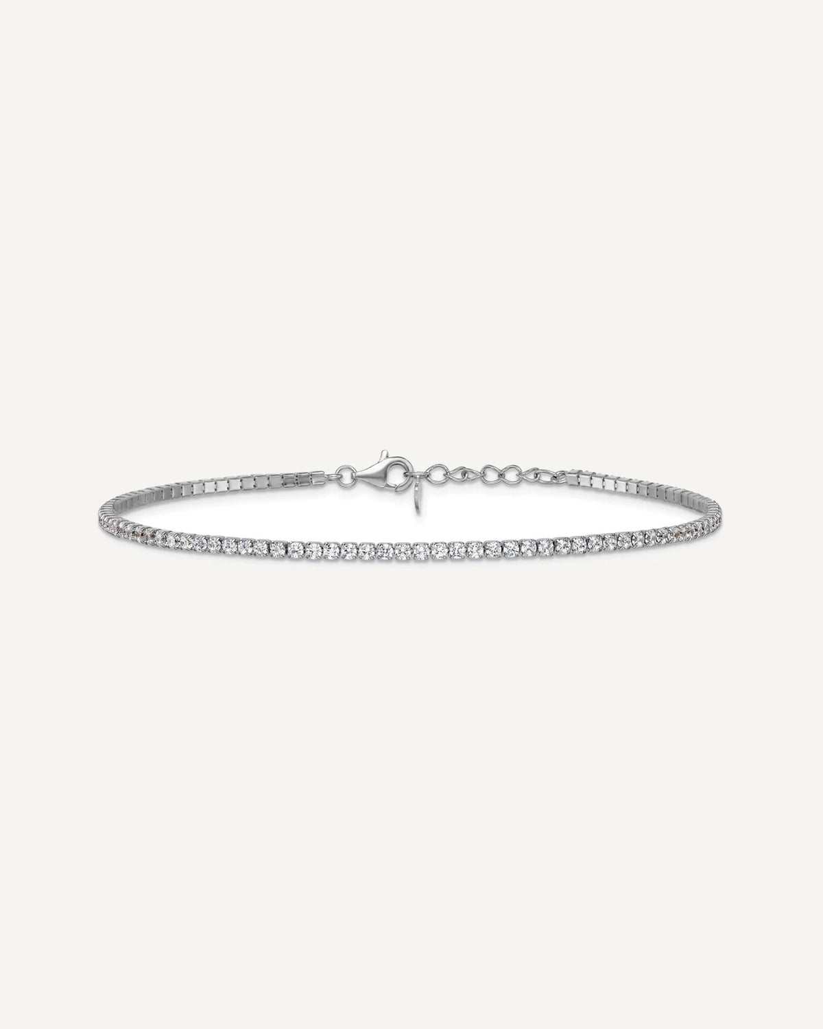 Sterling Silver Rhodium-plated 2mm CZ 9 inch Plus 0.75 inch Extender - Total 9.75inch Anklet – View 4