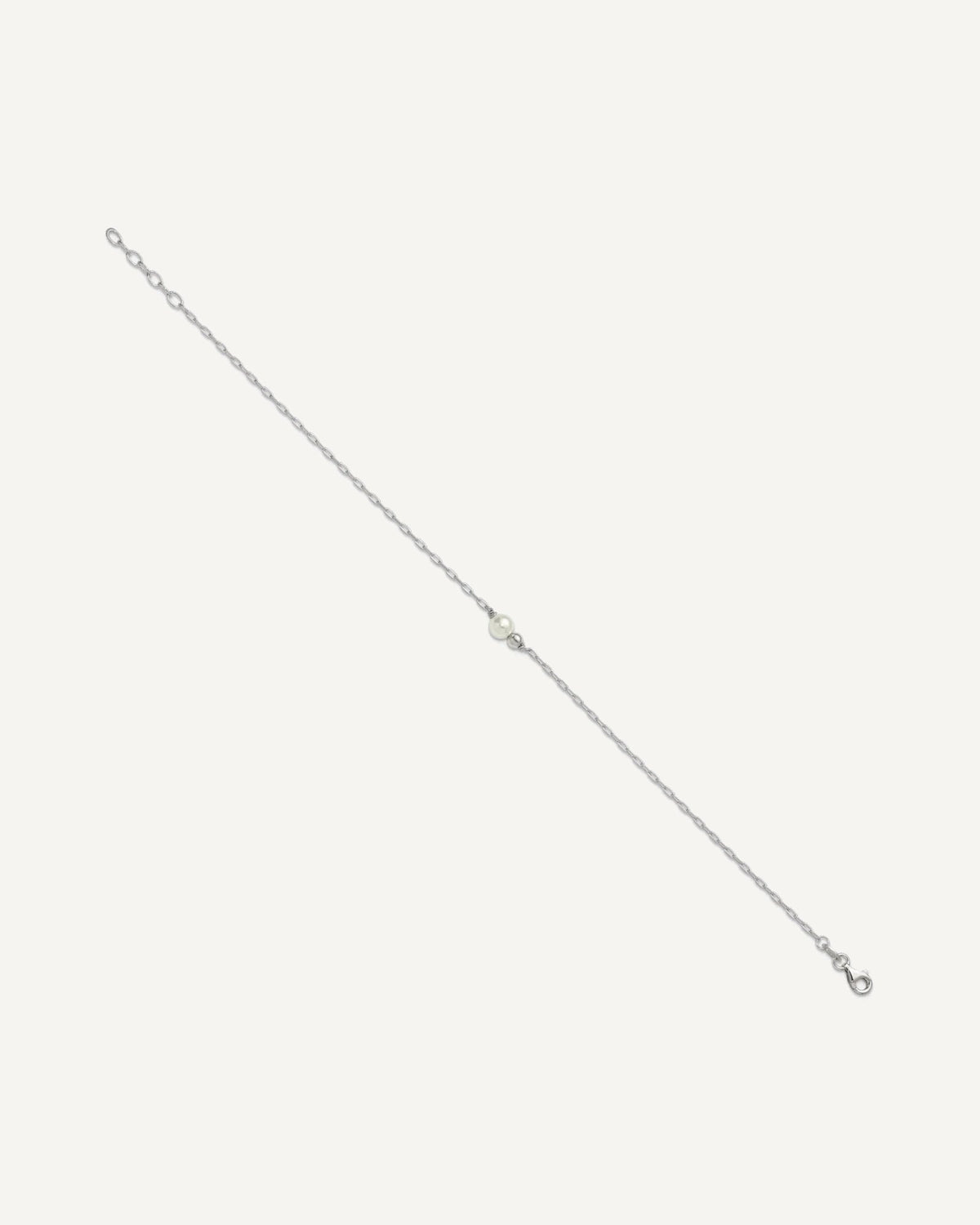 Sterling Silver Bead and Glass Pearl 9 inch Plus 1 inch Extender - Total 10 inch Anklet – View 3