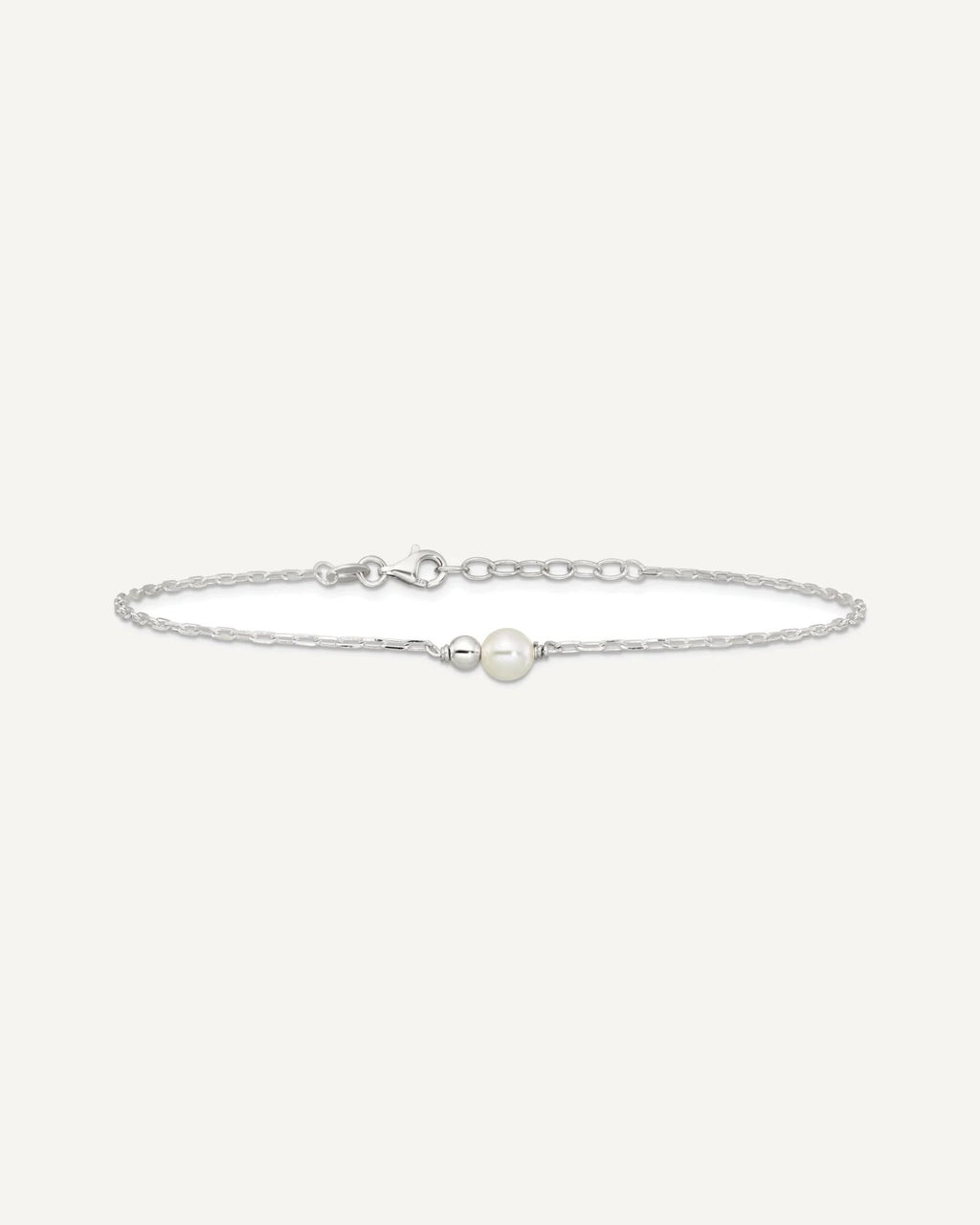 Sterling Silver Bead and Glass Pearl 9 inch Plus 1 inch Extender - Total 10 inch Anklet – View 4
