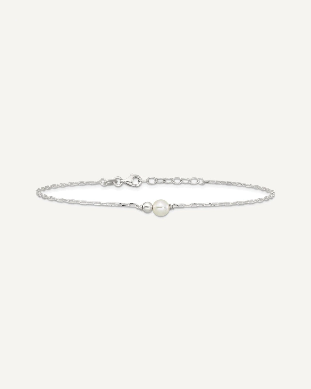 Sterling Silver Bead and Glass Pearl 9 inch Plus 1 inch Extender - Total 10 inch Anklet – View 4