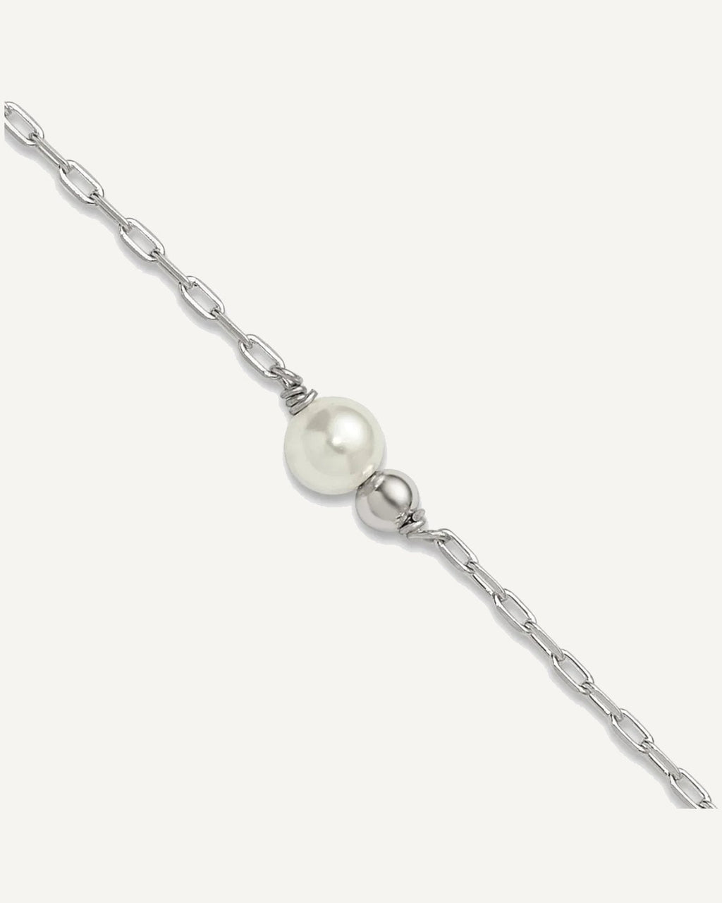 Sterling Silver Bead and Glass Pearl 9 inch Plus 1 inch Extender - Total 10 inch Anklet – View 1