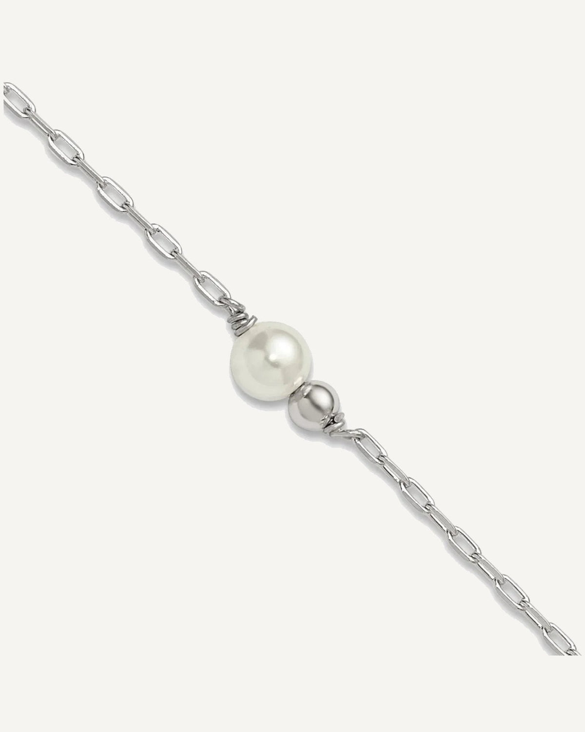 Sterling Silver Bead and Glass Pearl 9 inch Plus 1 inch Extender - Total 10 inch Anklet – View 1