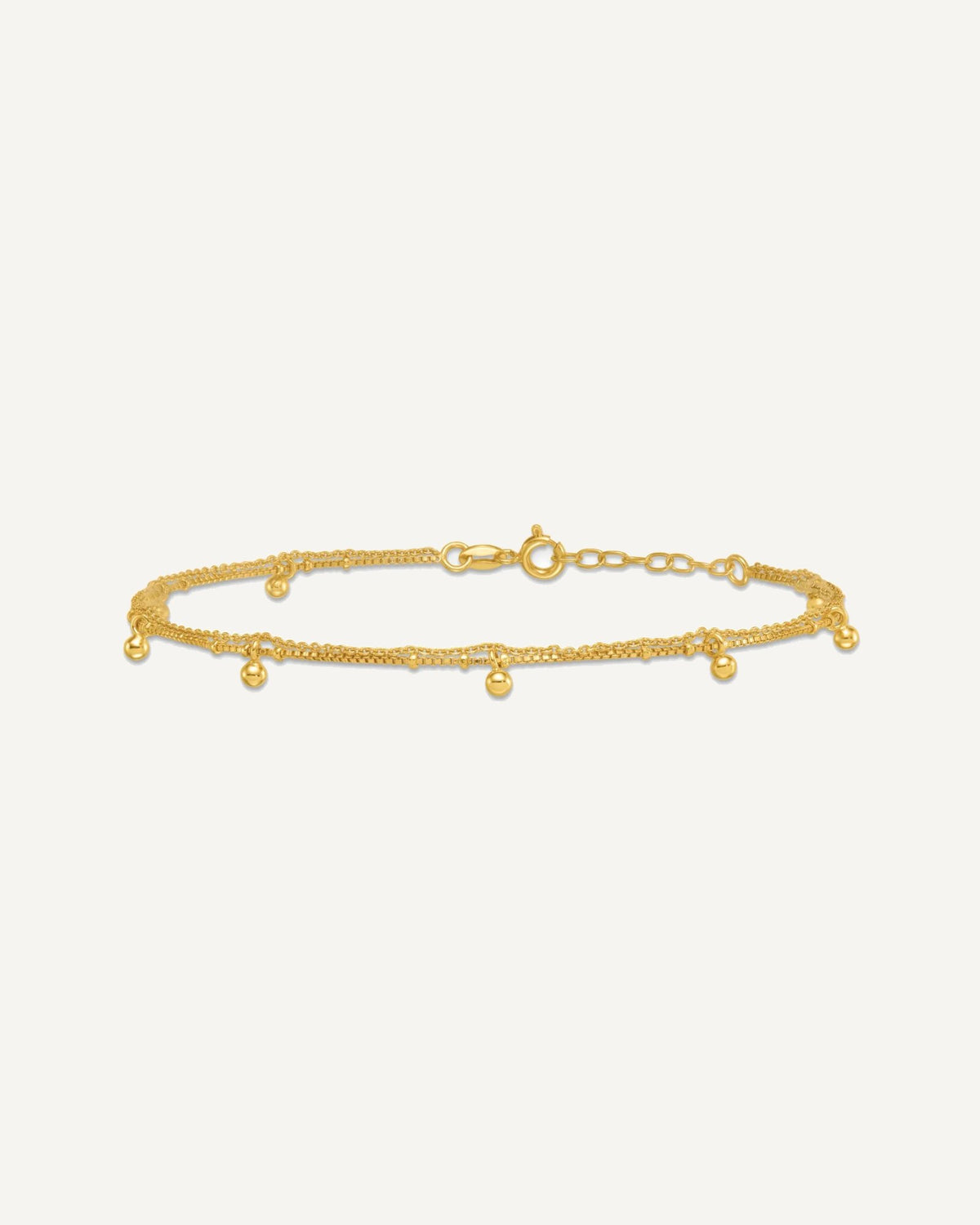 Affordable Expressions Sterling Silver Gold-tone Beaded 2-Strand 9 inch Plus 1 inch Extender - Total 10 inch Anklet – View 4