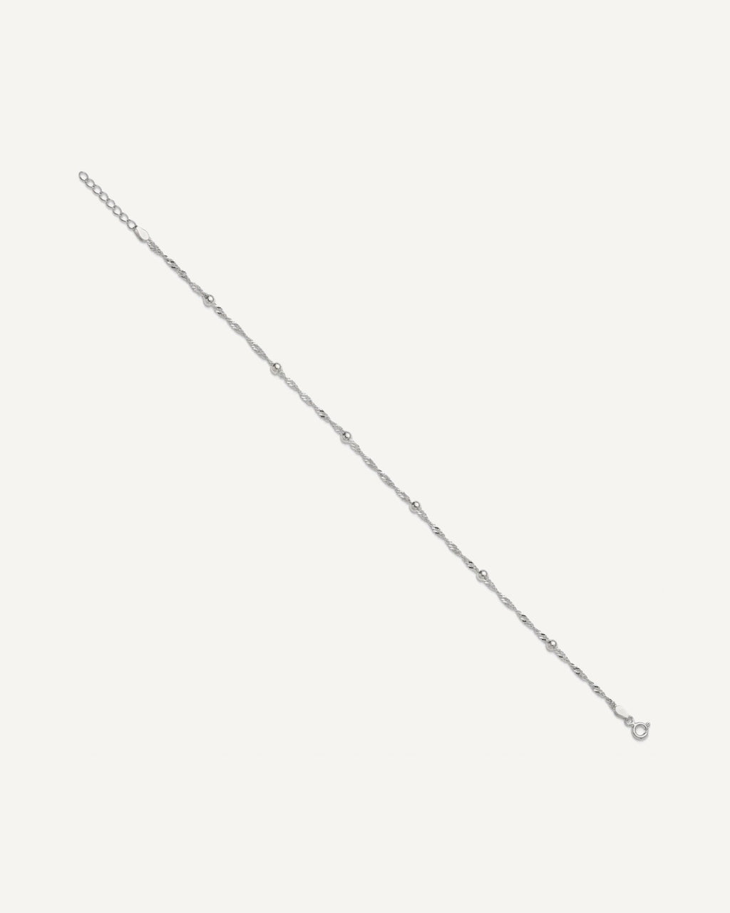 Sterling Silver Beaded 6-Station 9 inch Plus 1 inch Extender - Total 10 inch Anklet – View 3