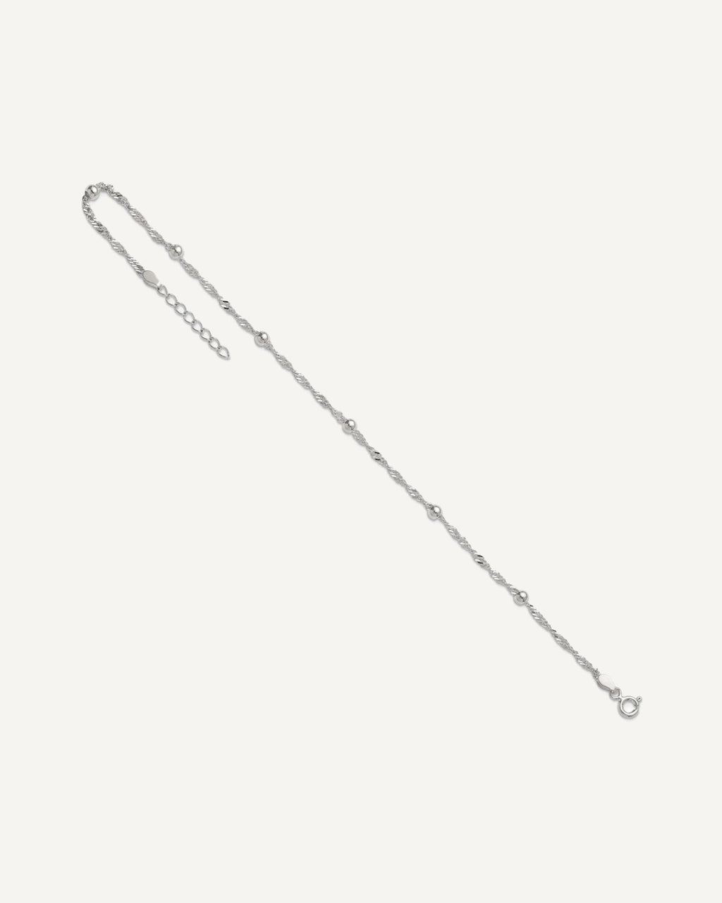 Sterling Silver Beaded 6-Station 9 inch Plus 1 inch Extender - Total 10 inch Anklet – View 6