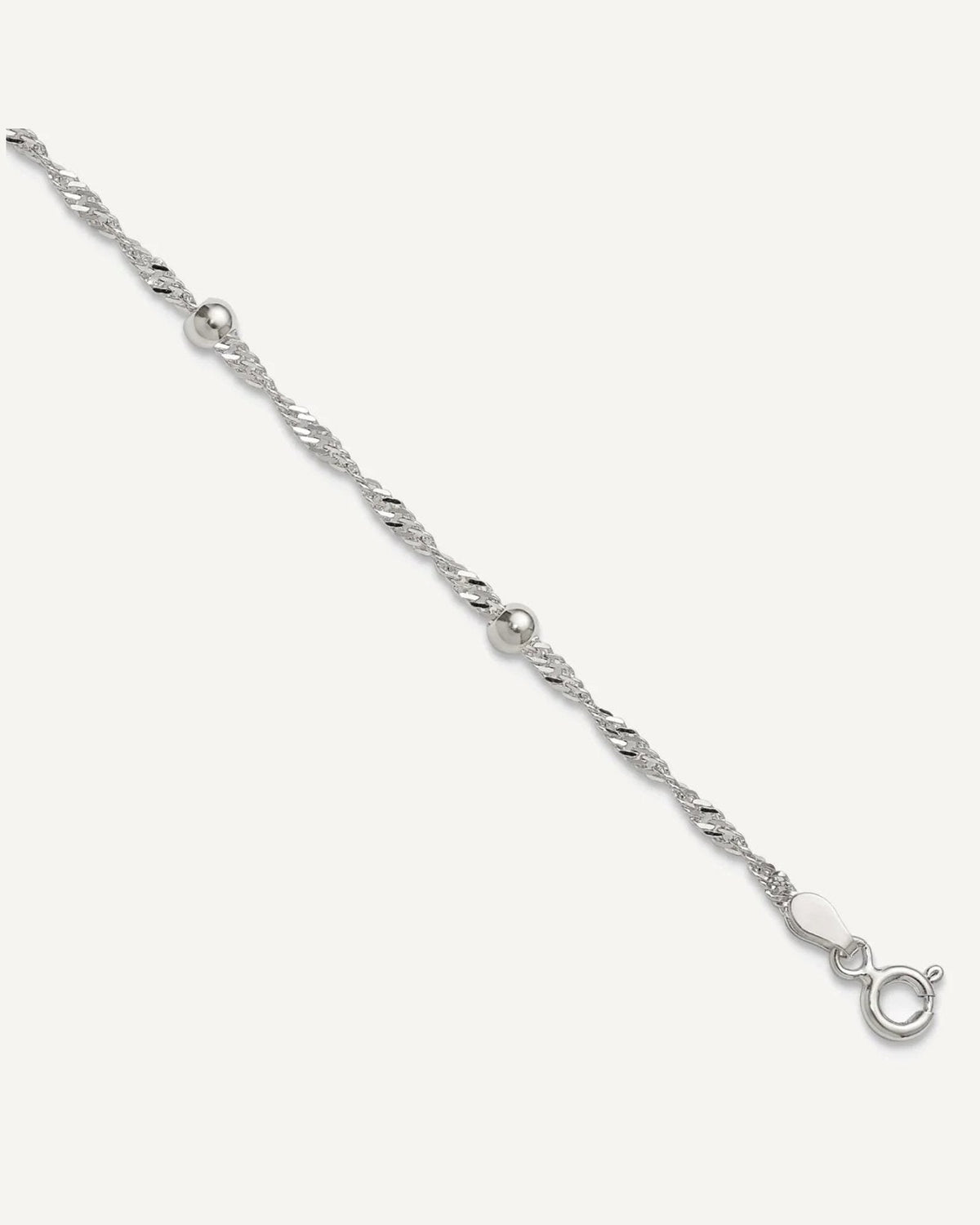 Sterling Silver Beaded 6-Station 9 inch Plus 1 inch Extender - Total 10 inch Anklet – View 1