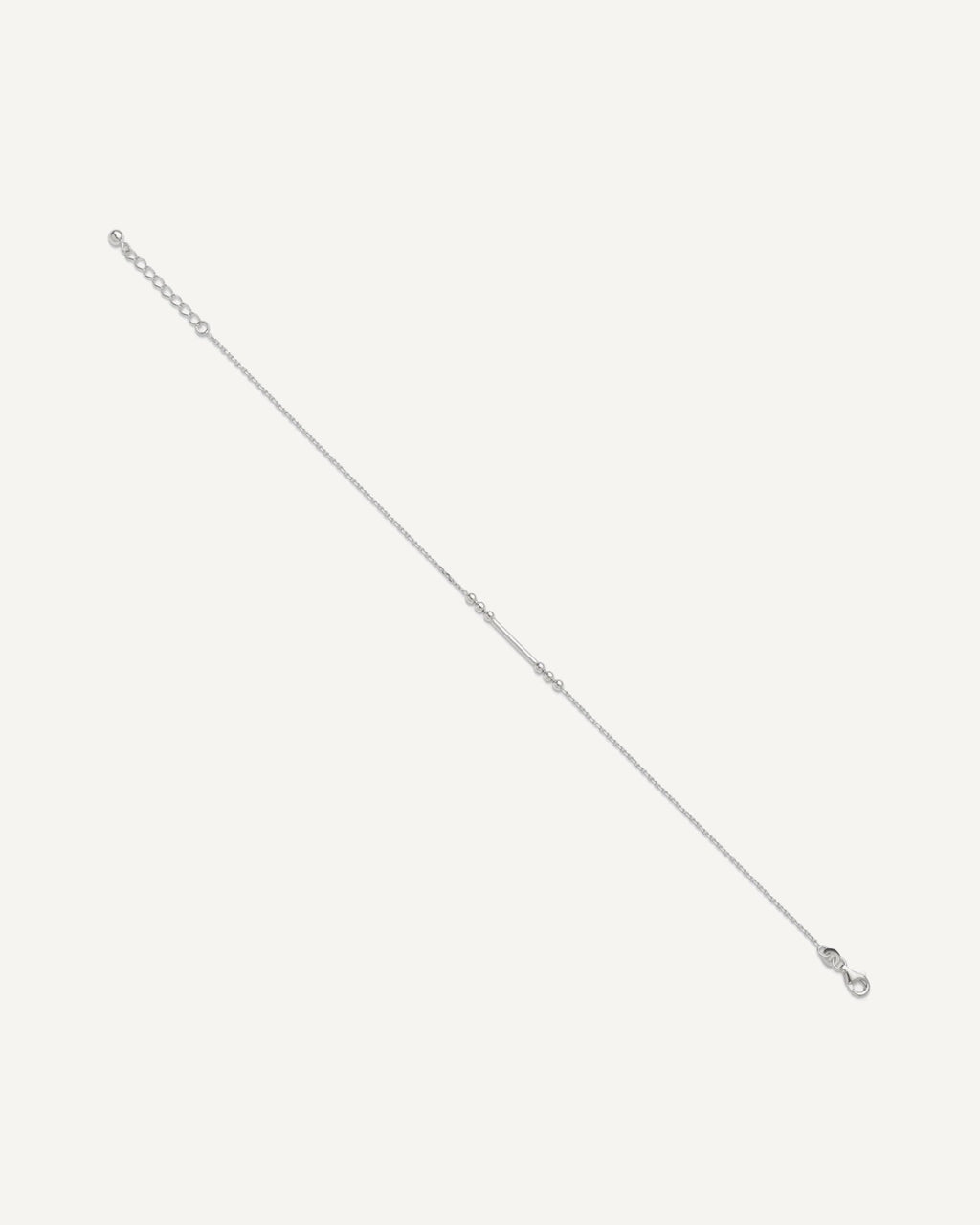 Sterling Silver Beaded and Bar 9 inch Plus 1 inch Extender - Total 10 inch Anklet – View 3