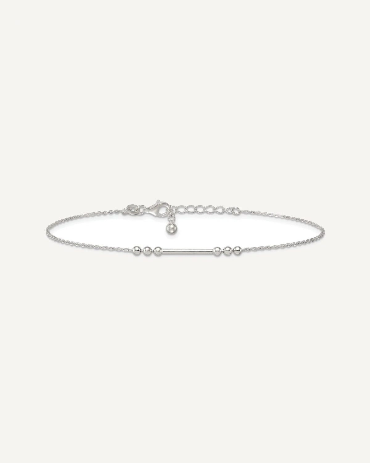 Sterling Silver Beaded and Bar 9 inch Plus 1 inch Extender - Total 10 inch Anklet – View 4