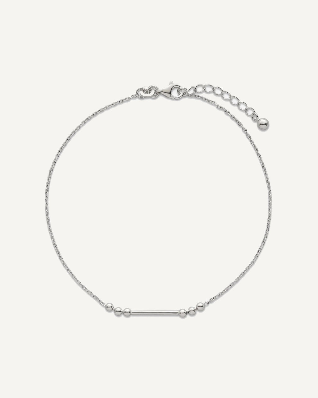 Sterling Silver Beaded and Bar 9 inch Plus 1 inch Extender - Total 10 inch Anklet – View 5