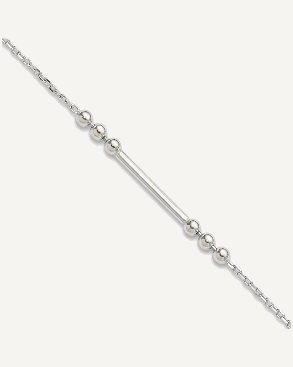 Sterling Silver Beaded and Bar 9 inch Plus 1 inch Extender - Total 10 inch Anklet – View 1