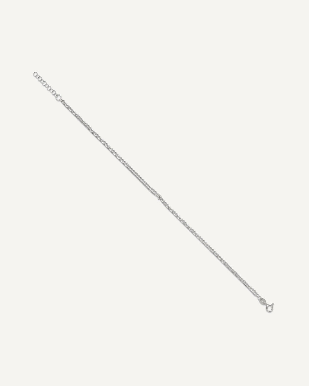 Sterling Silver Beaded 2 Strand 9 inch Plus 1 inch Extender - Total 10 inch Anklet – View 3