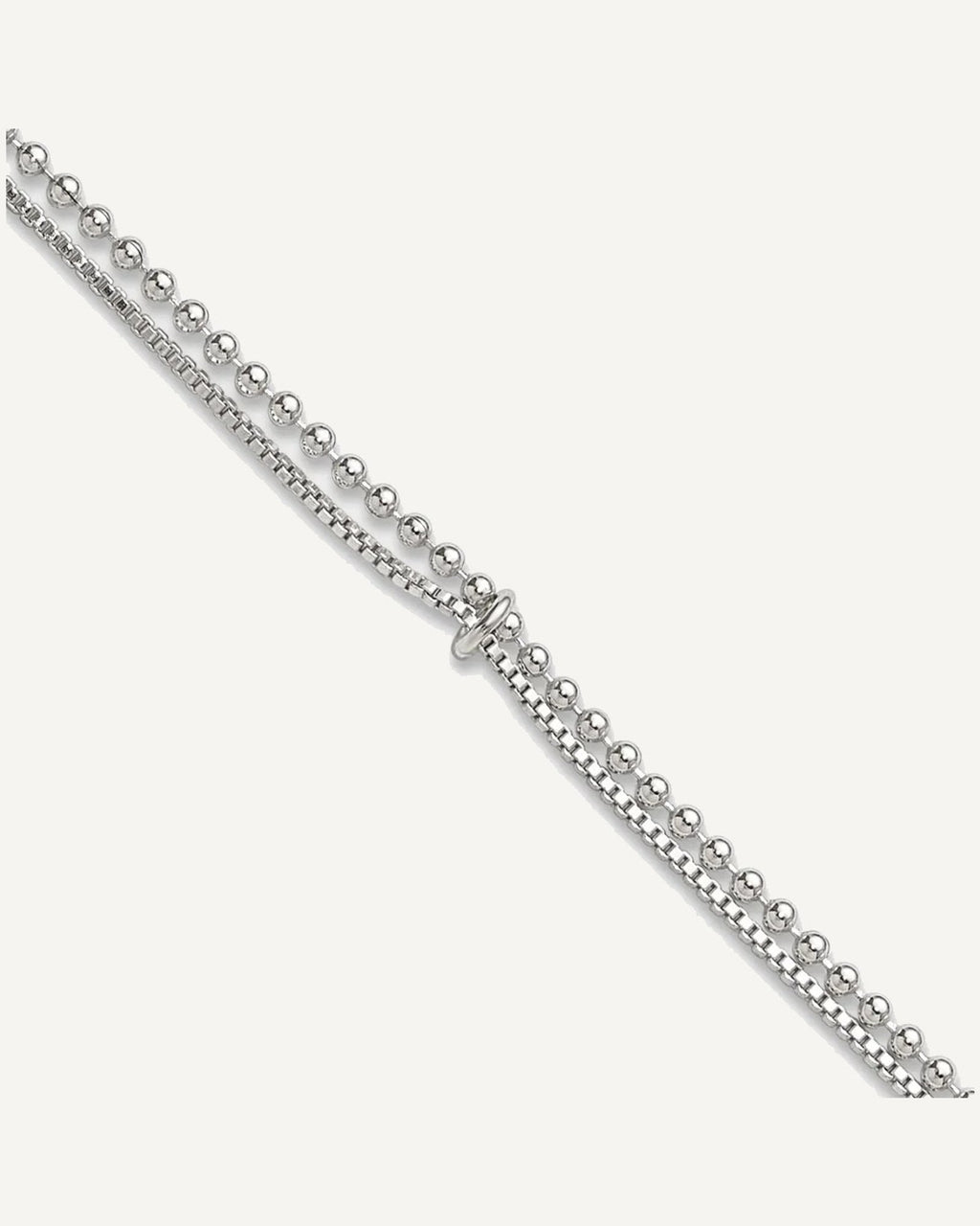 Sterling Silver Beaded 2 Strand 9 inch Plus 1 inch Extender - Total 10 inch Anklet – View 1