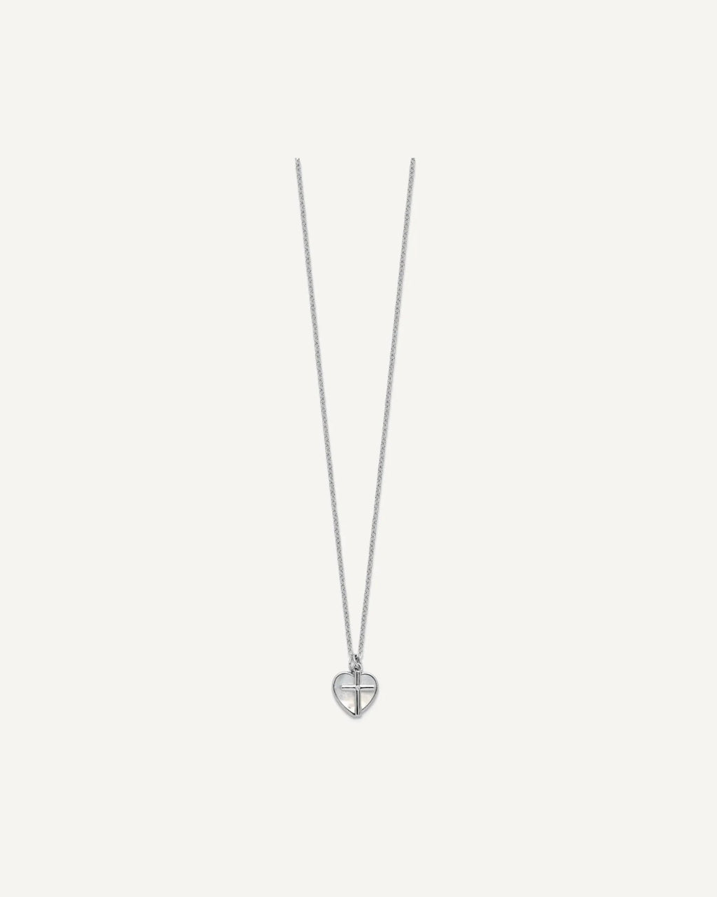 Sterling Silver Cross w/CZ and Mother of Pearl Heart Necklace – View 5