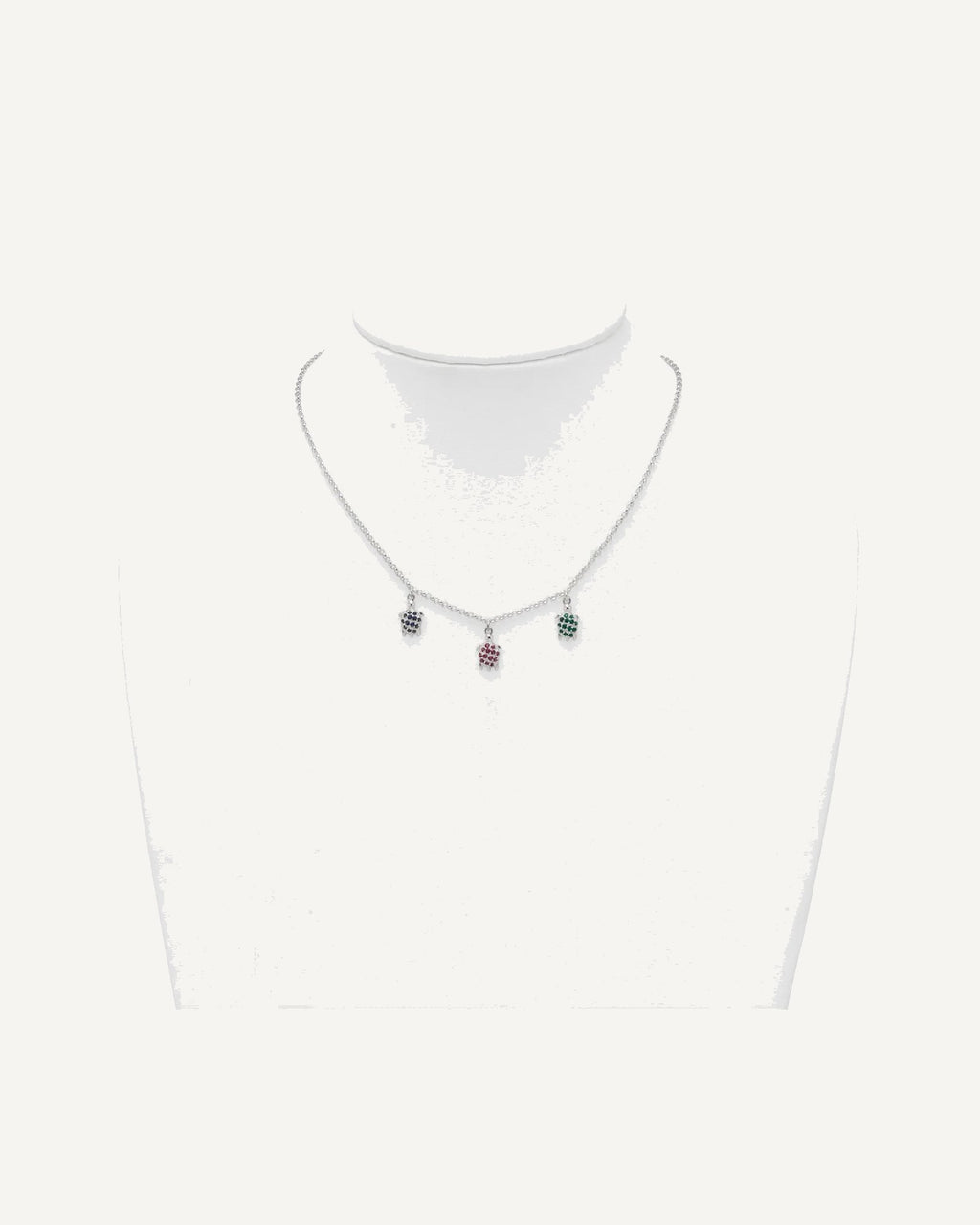 Sterling Silver Polished Green/Red/Blue Nano Crystal Turtles 16 inch Necklace – View 3