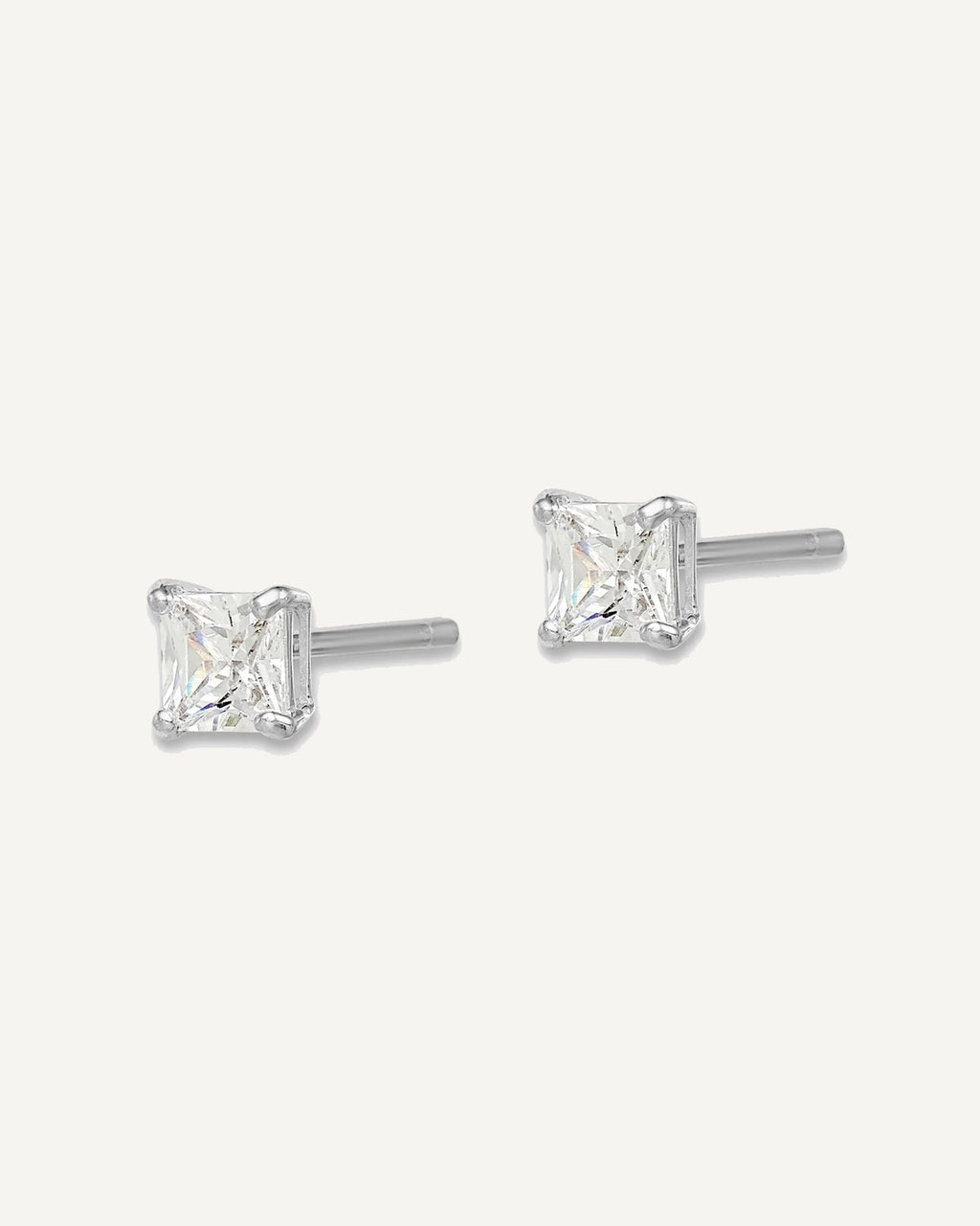 Sterling Silver Rhodium-plated Madi K ®  CZ Stud Earrings – View 2