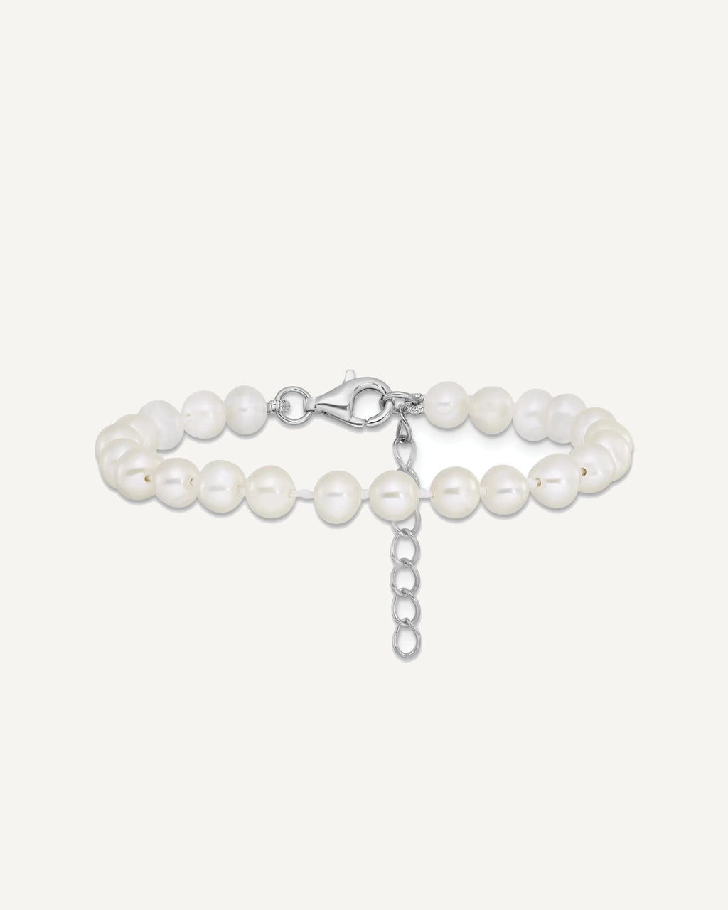 Sterling Silver Rhodium-plated 4-5mm White Semi-Round Freshwater Cultured Pearl 14 inch Necklace, 5 inch Bracelet and Post Earrings Set – View 3