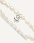 Sterling Silver Pearl with Heart Childrens Bracelet — 5 in, 4 to 5 mm (range) – View 1