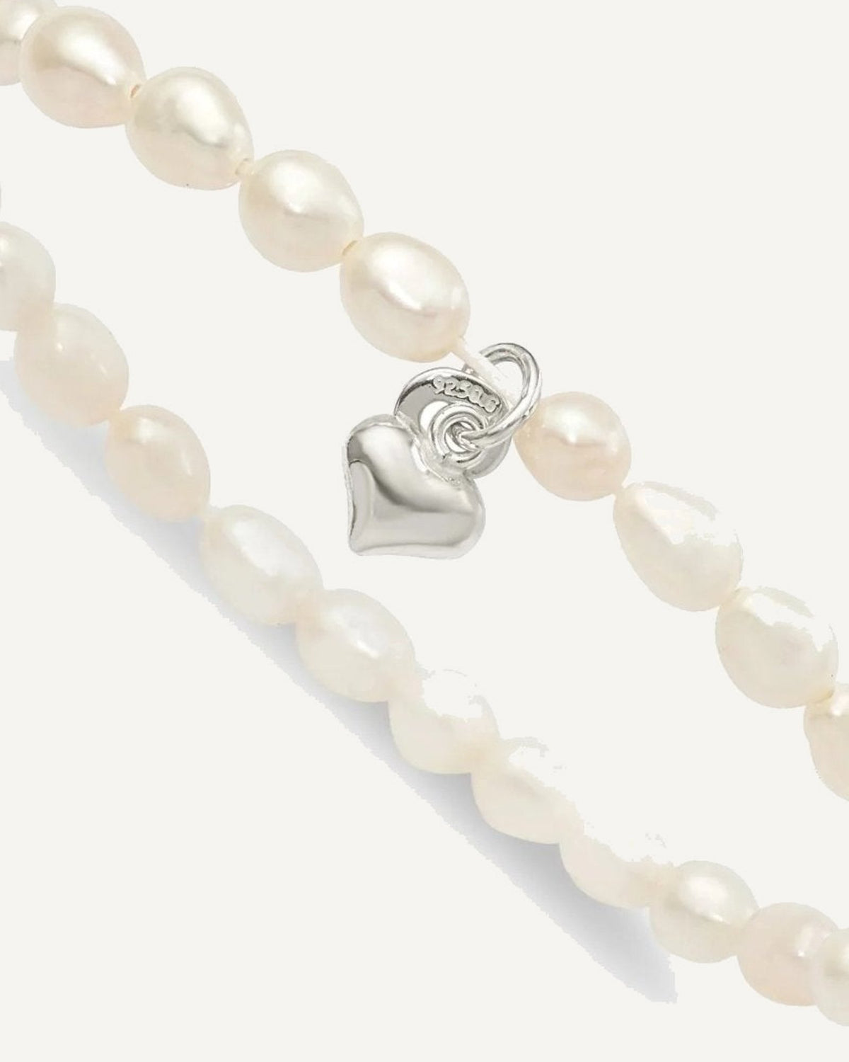 Sterling Silver Pearl with Heart Childrens Bracelet — 5 in, 4 to 5 mm (range) – View 1