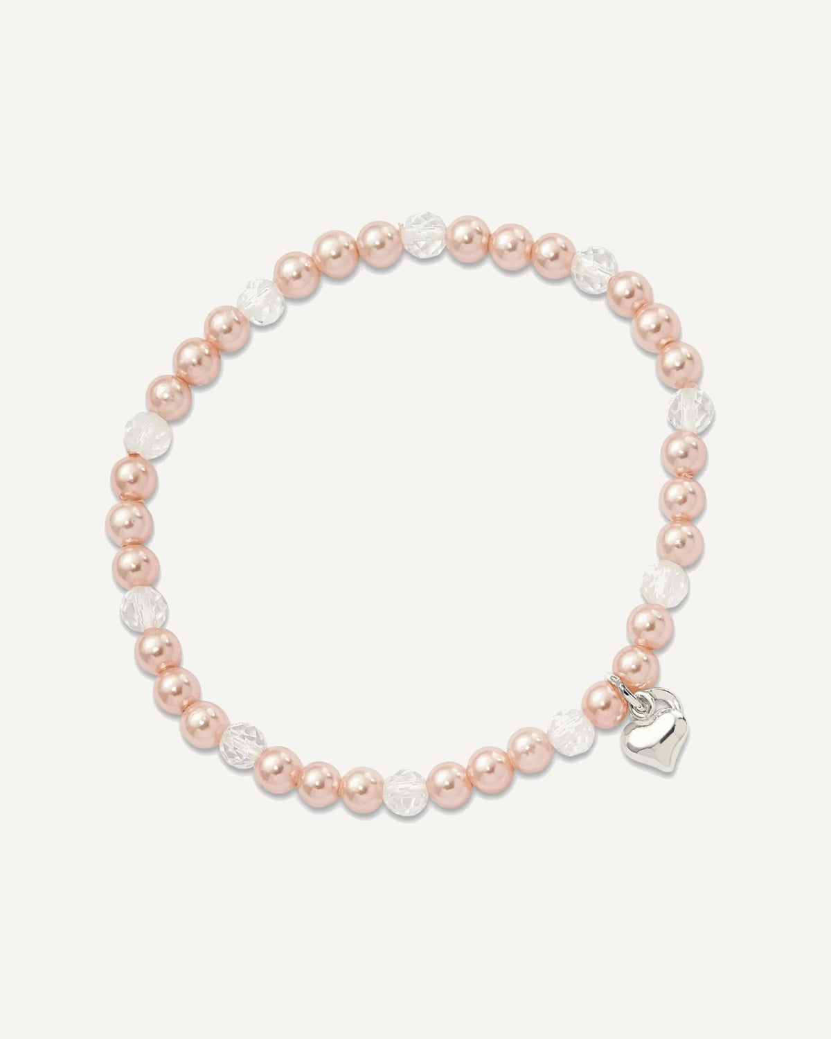 Sterling Silver Pearl with Heart Childrens Bracelet — 6 in, 4 to 5 mm (range) – View 3