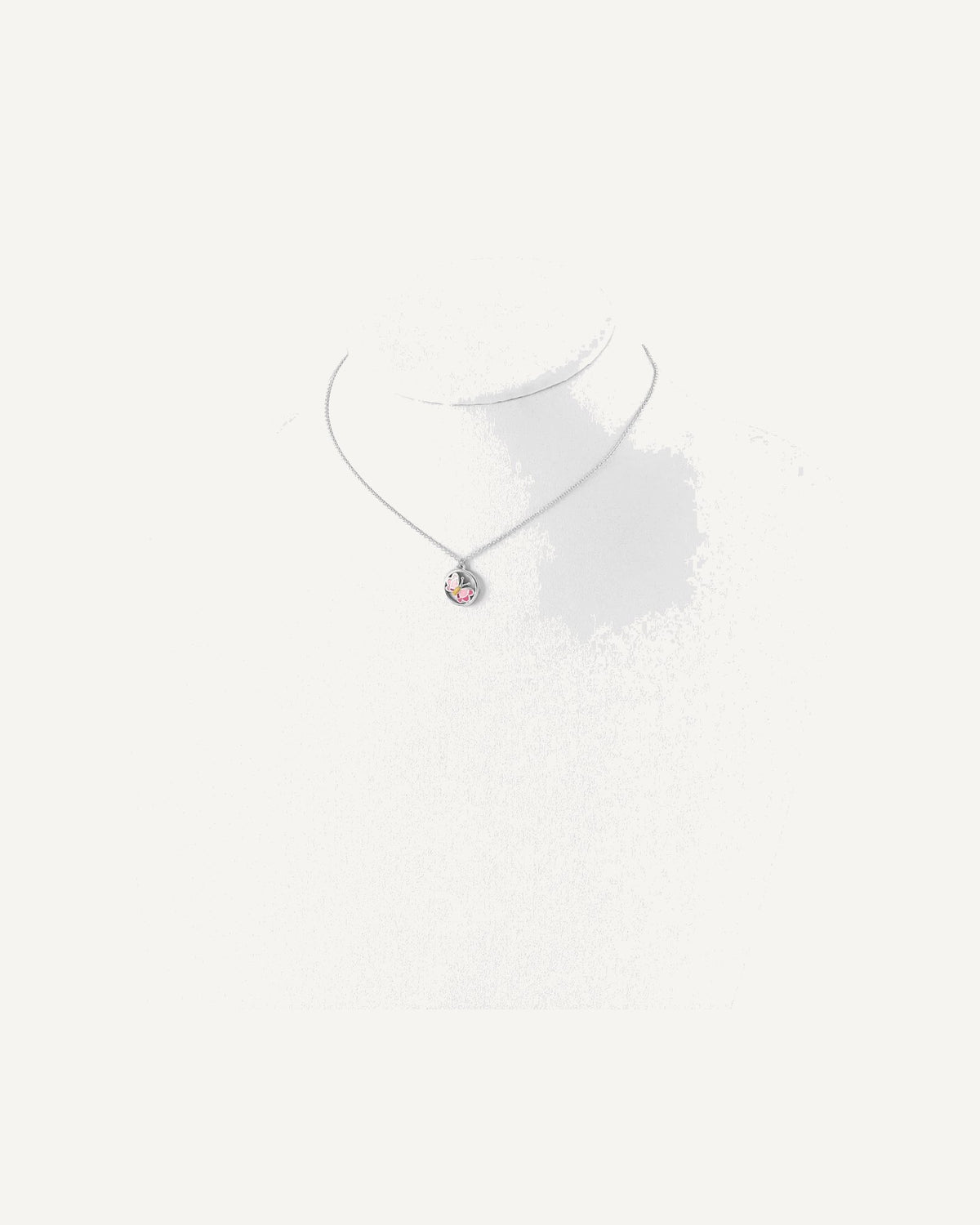 Sterling Silver Polished and Pink/Orange Enameled Butterfly Earrings and 14 Inch Necklace Set – View 4