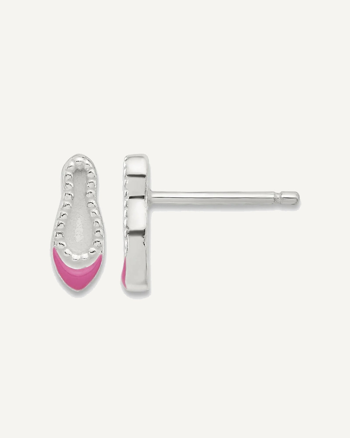 Sterling Silver Polished and Enameled Ballerina 14in Necklace and Ballet Shoes Earring Set – View 2