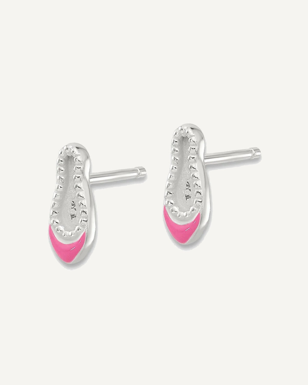 Sterling Silver Polished and Enameled Ballerina 14in Necklace and Ballet Shoes Earring Set – View 3