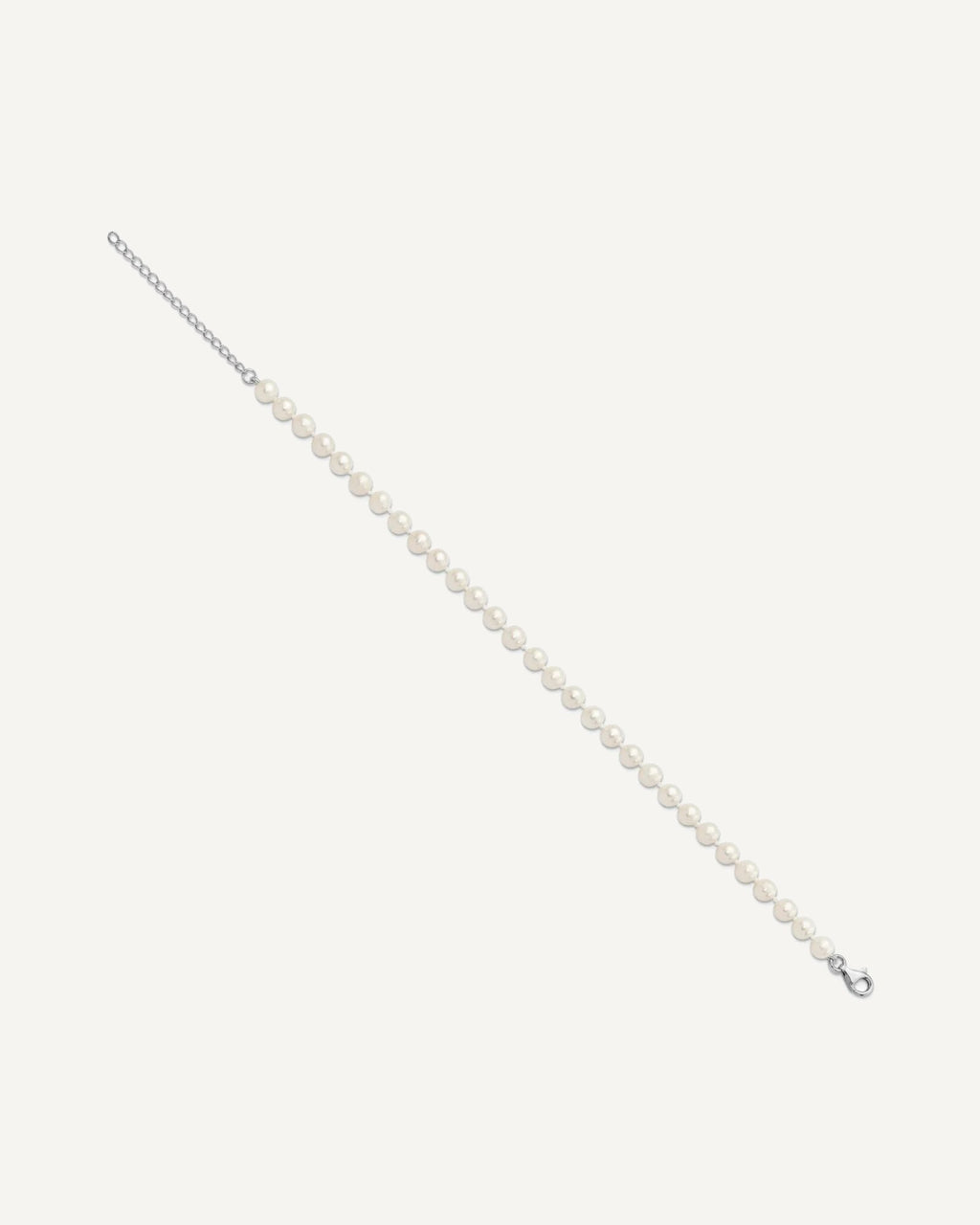 Sterling Silver Rhodium-plated 6-7mm White Near-Round Freshwater Cultured Pearl 8.5 inch with 2 inch Extension Anklet – View 2